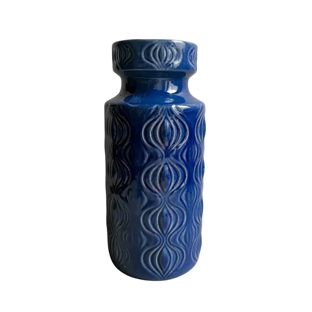 Scheurich 285-23 Amsterdam Blue Ceramic Onion Vase MCM Fat Lava West Germany 70s